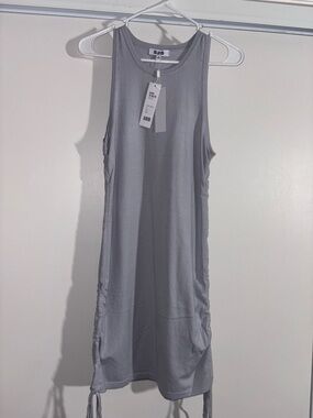 525 Sleeveless Grey Drawstring Midi Dress